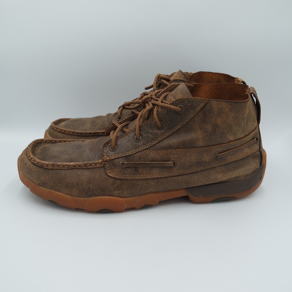 Twisted X Mens Driving Moc Chukka Boots Distressed Brown Leather MDM0003 Size 13